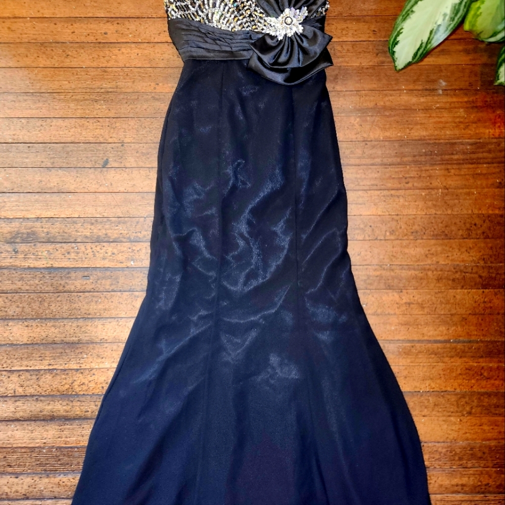 Vintage Sparkle Black Gothic Gown